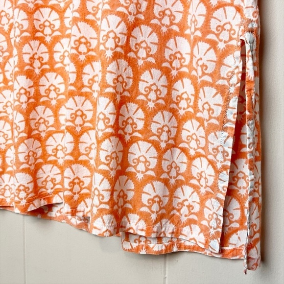 Roberta Roller Rabbit 100% Cotton Tunic Top XS orange floral swim cover up beach - Picture 4 of 13